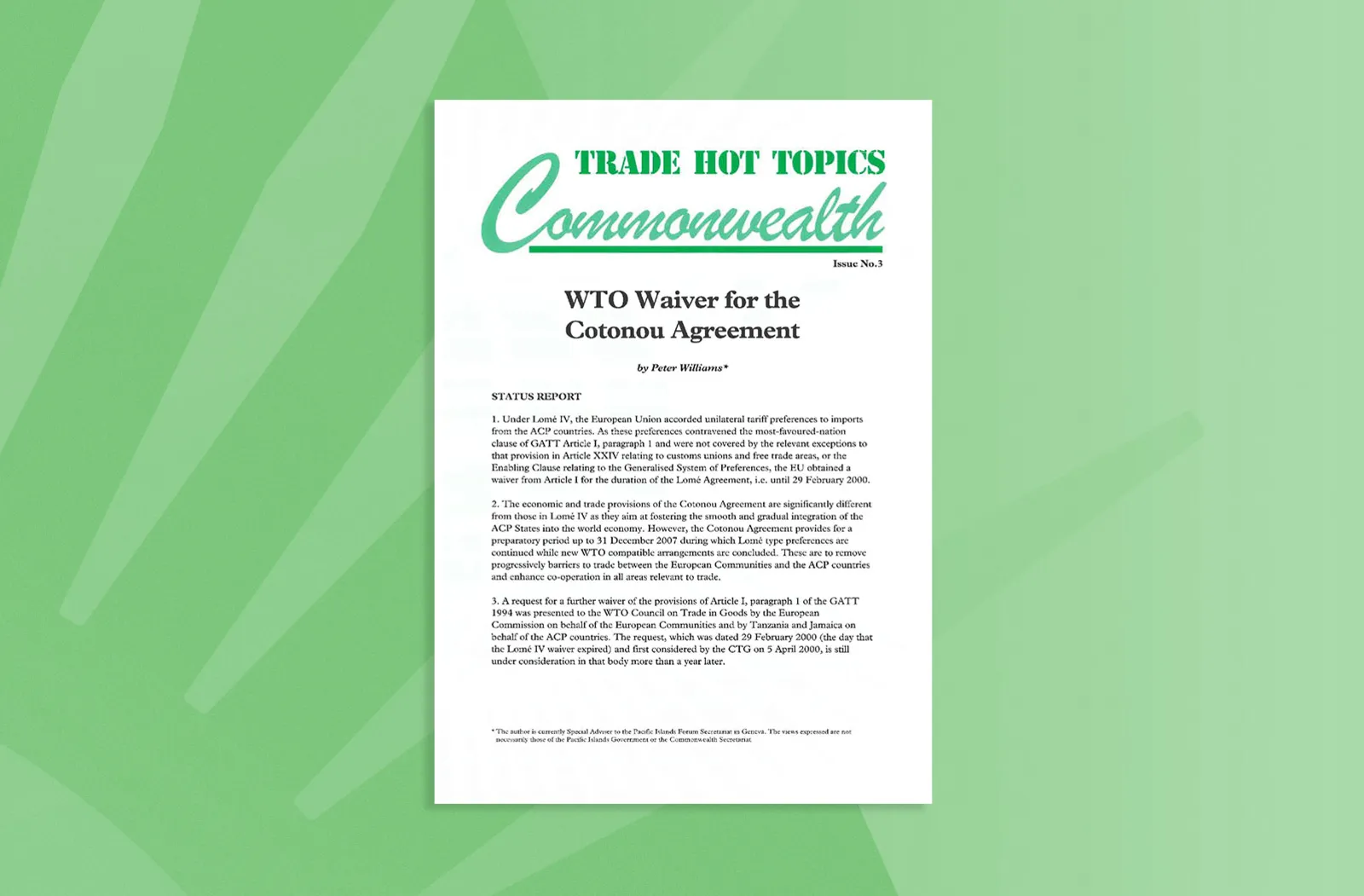 WTO Waiver for the Cotonou Agreement