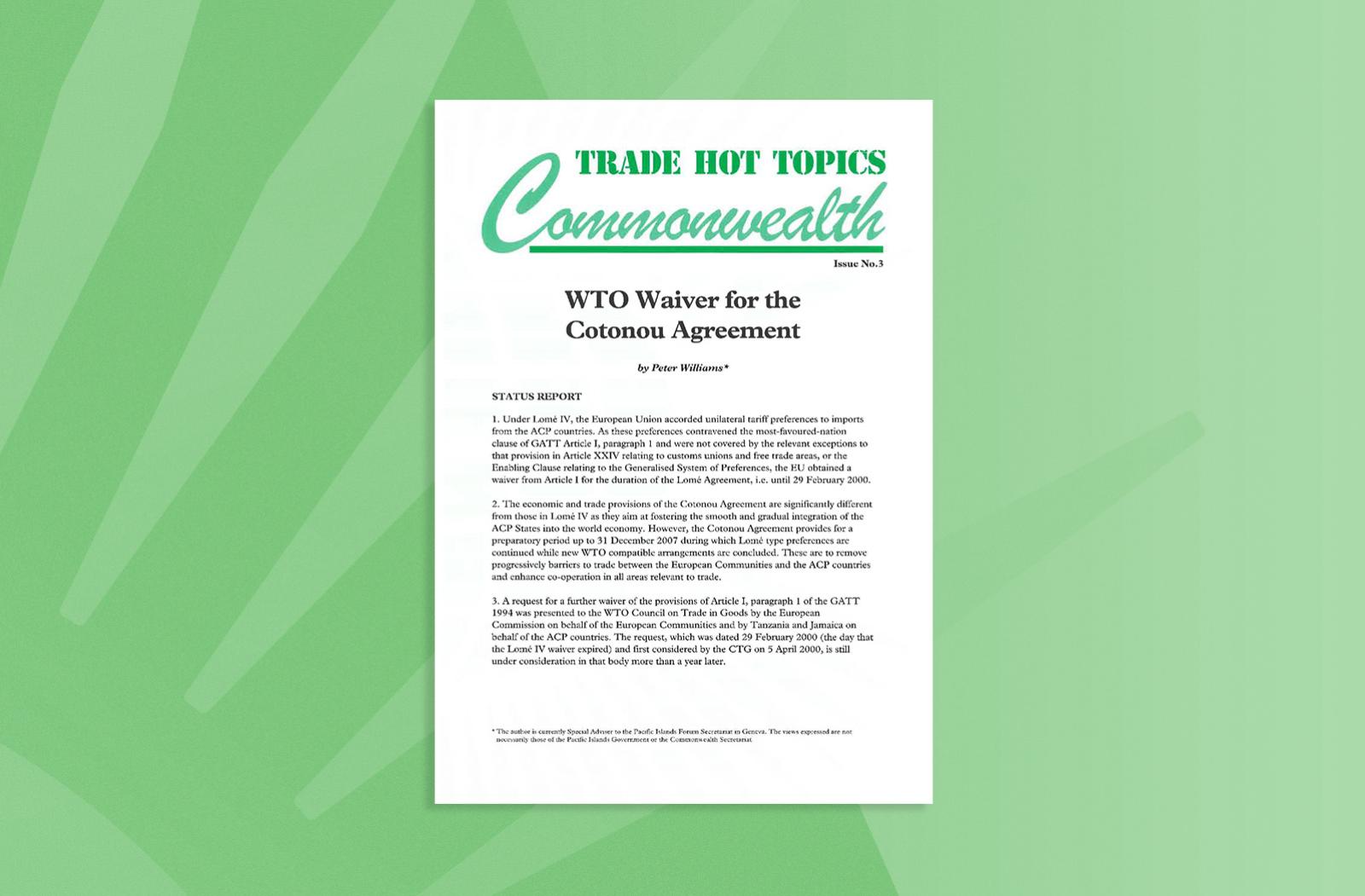 WTO Waiver for the Cotonou Agreement