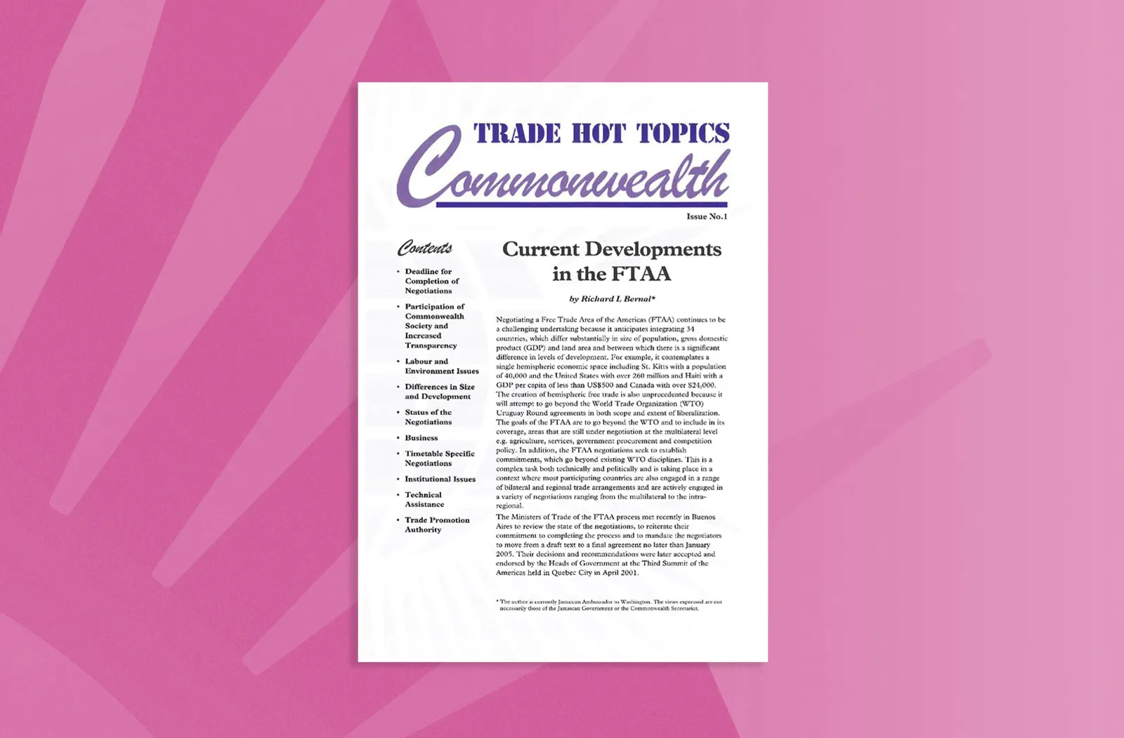 Current Developments in the FTAA