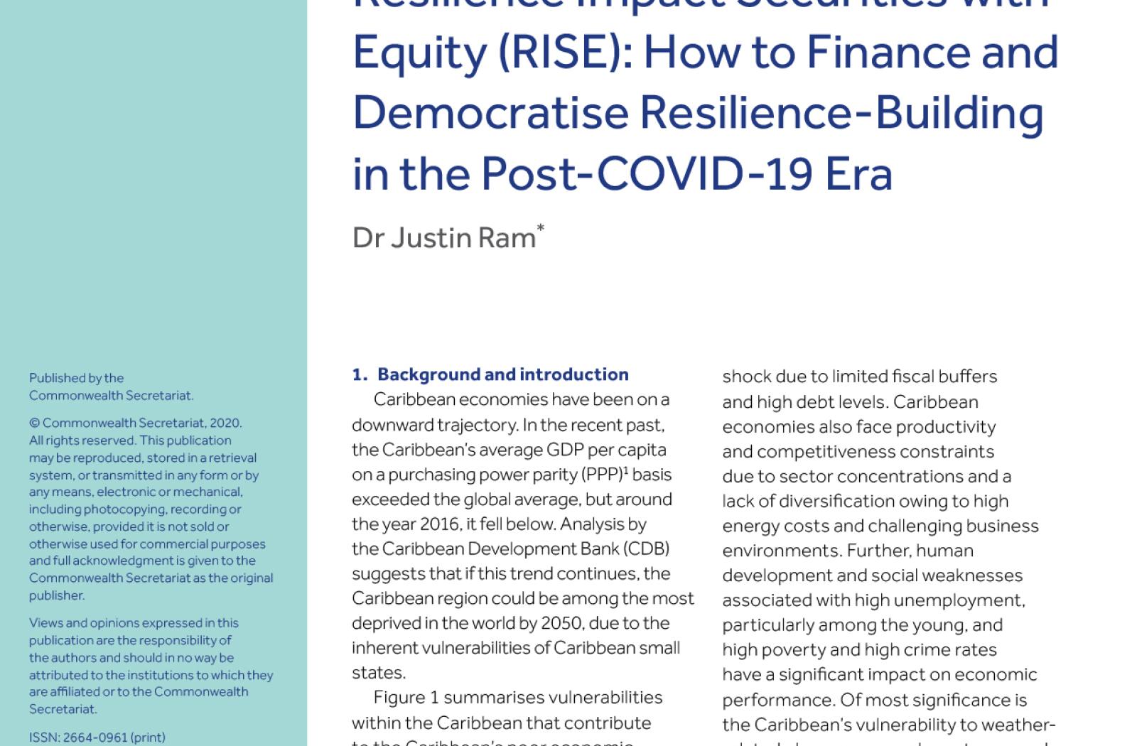 Resilience Impact Securities with Equity (RISE)