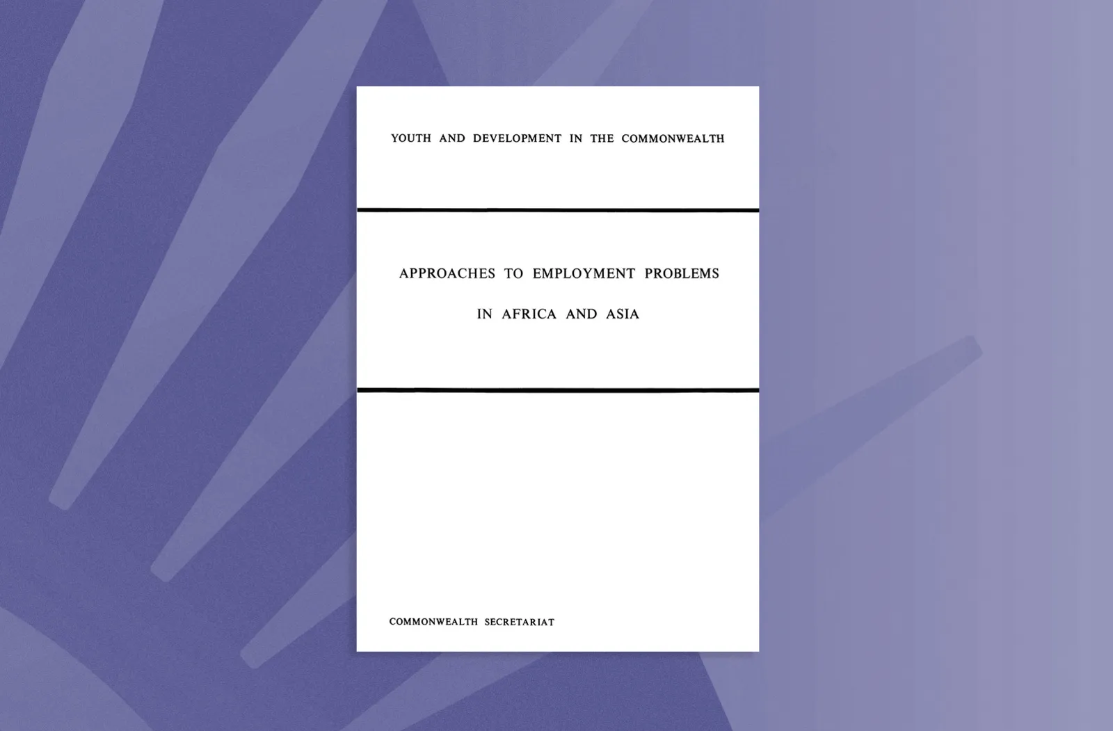 Approaches to Employment Problems in Africa and Asia