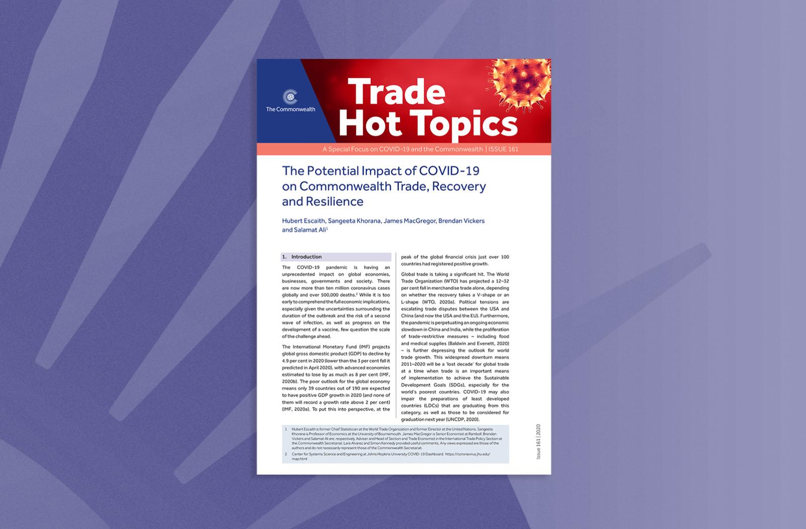 The Potential Impact of COVID-19 on Commonwealth Trade, Recovery and Resilience
