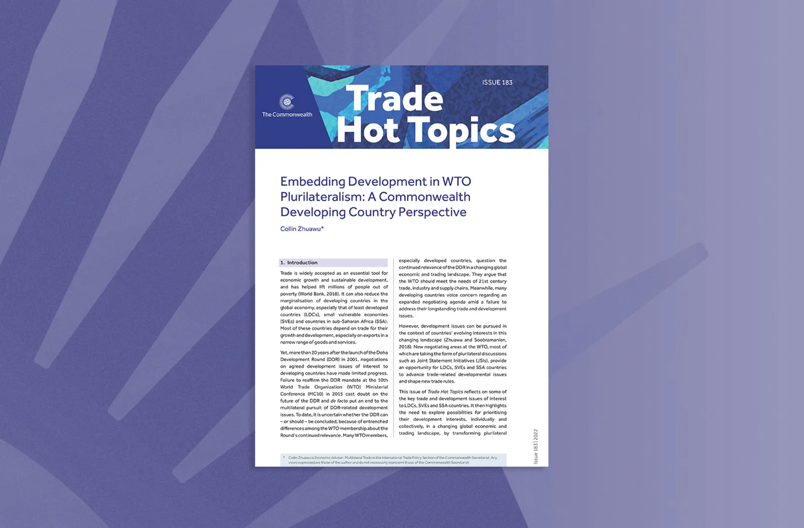 Embedding Development in WTO Plurilateralism: A Commonwealth Developing Country Perspective