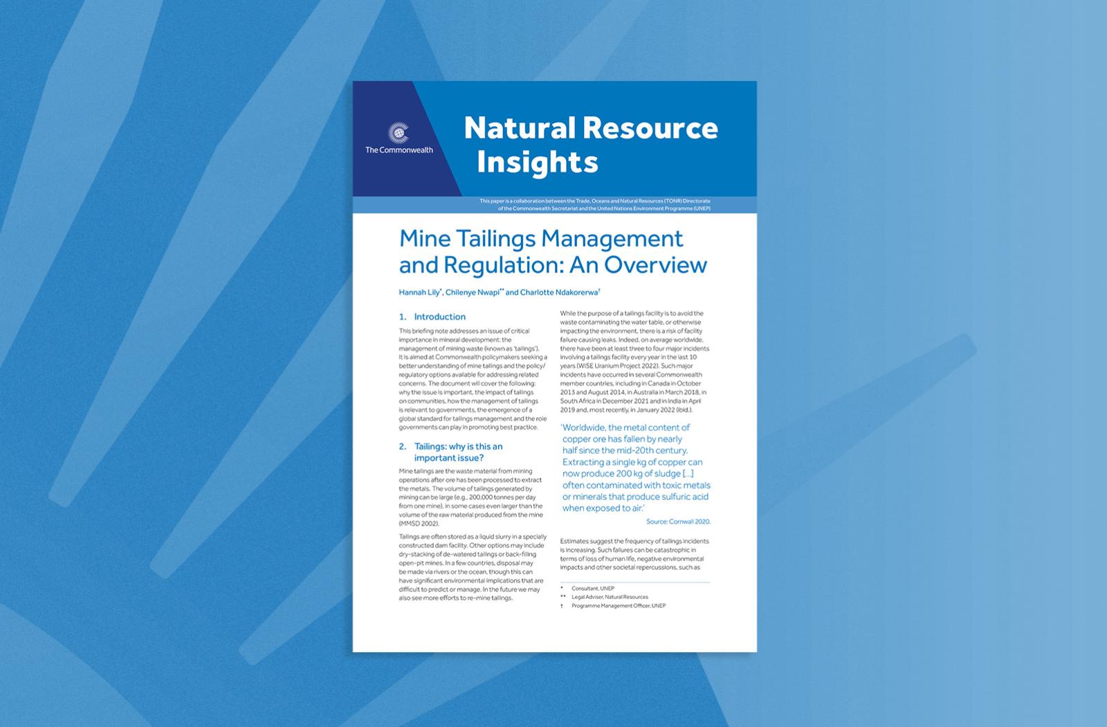 Mine Tailings Management and Regulation