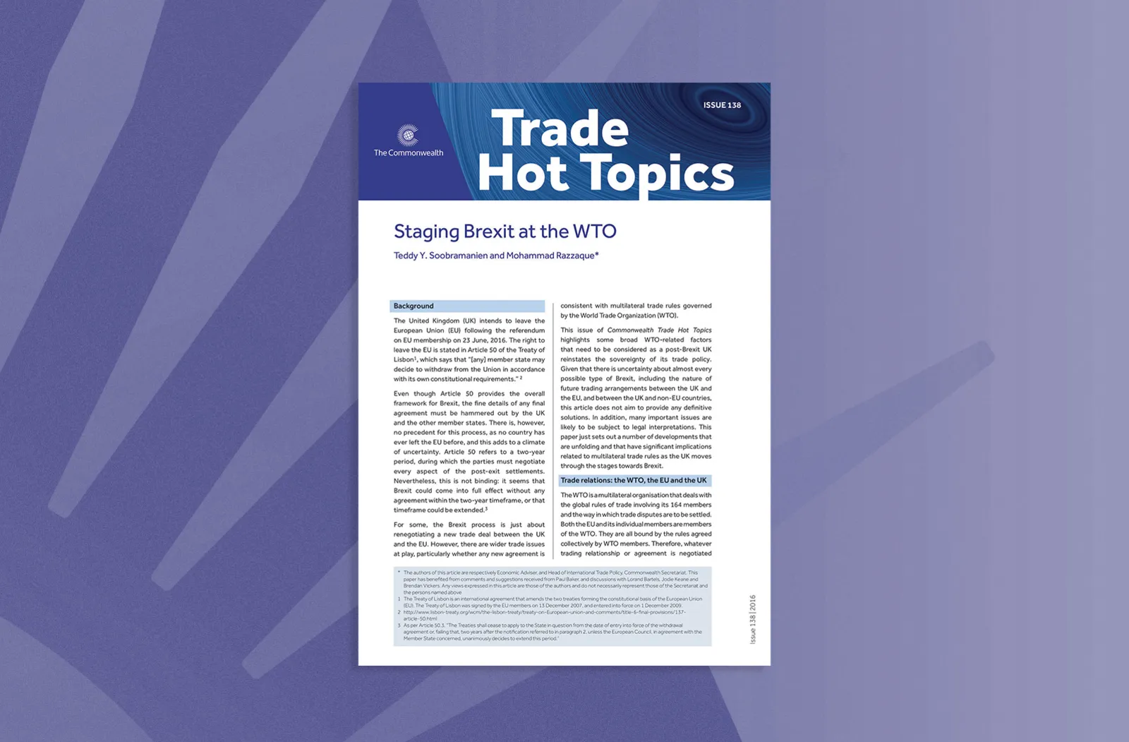 Staging Brexit at the WTO