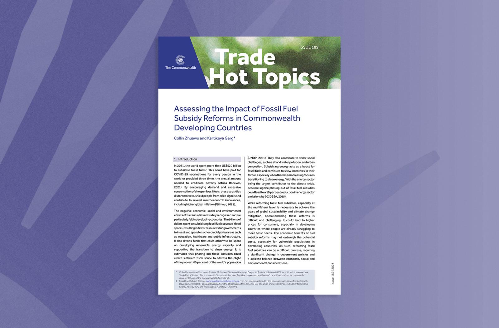 Assessing the Impact of Fossil Fuel Subsidy Reforms in Commonwealth Developing Countries