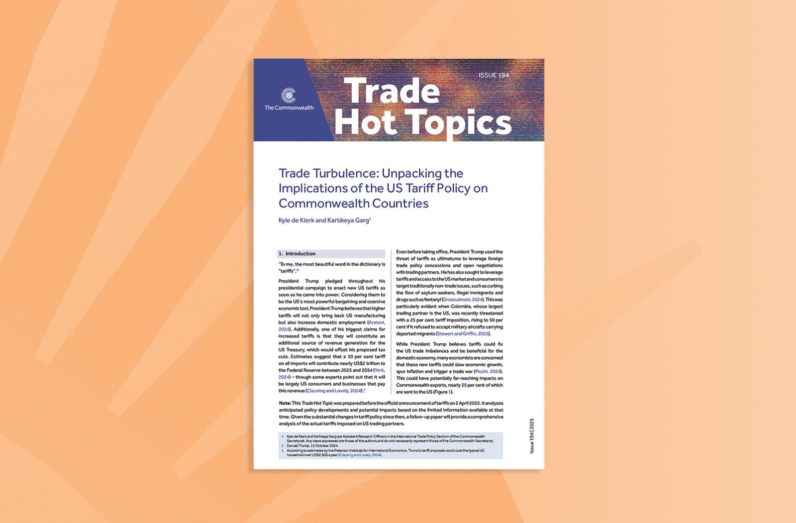 Trade Turbulence: Unpacking the Implications of the US Tariff Policy on Commonwealth Countries