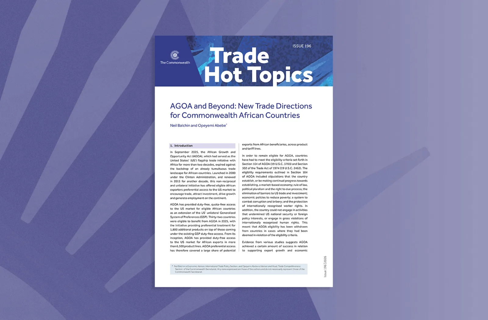 AGOA and Beyond: New Trade Directions for Commonwealth African Countries
