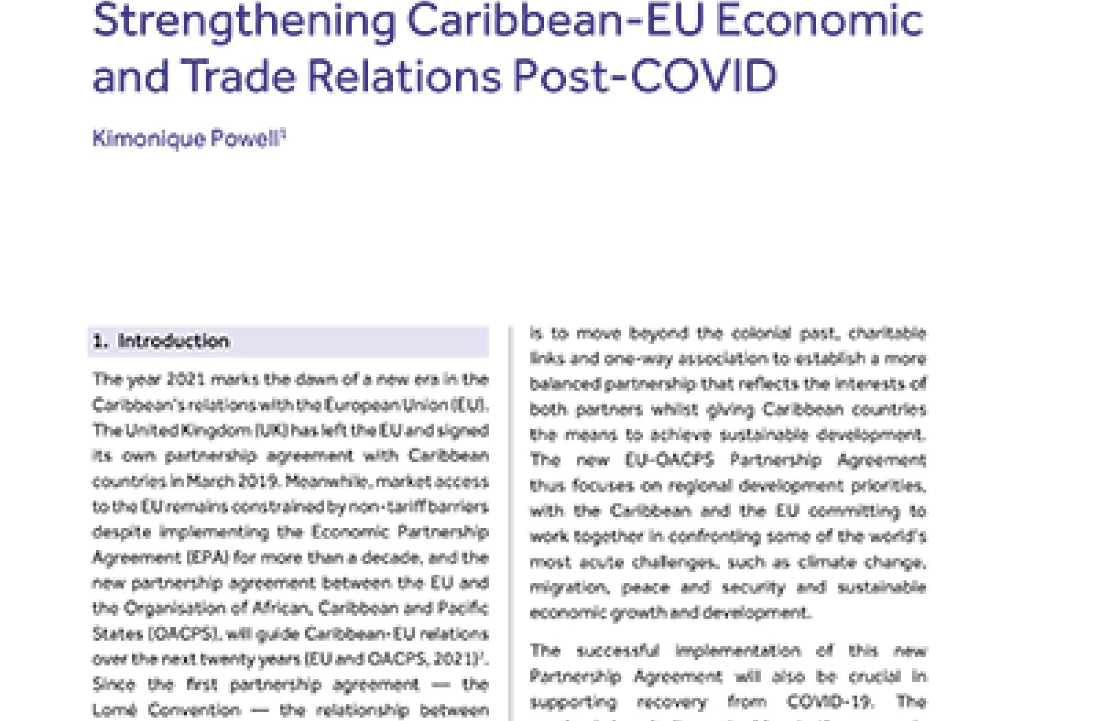 Strengthening Caribbean-EU Economic and Trade Relations Post-COVID