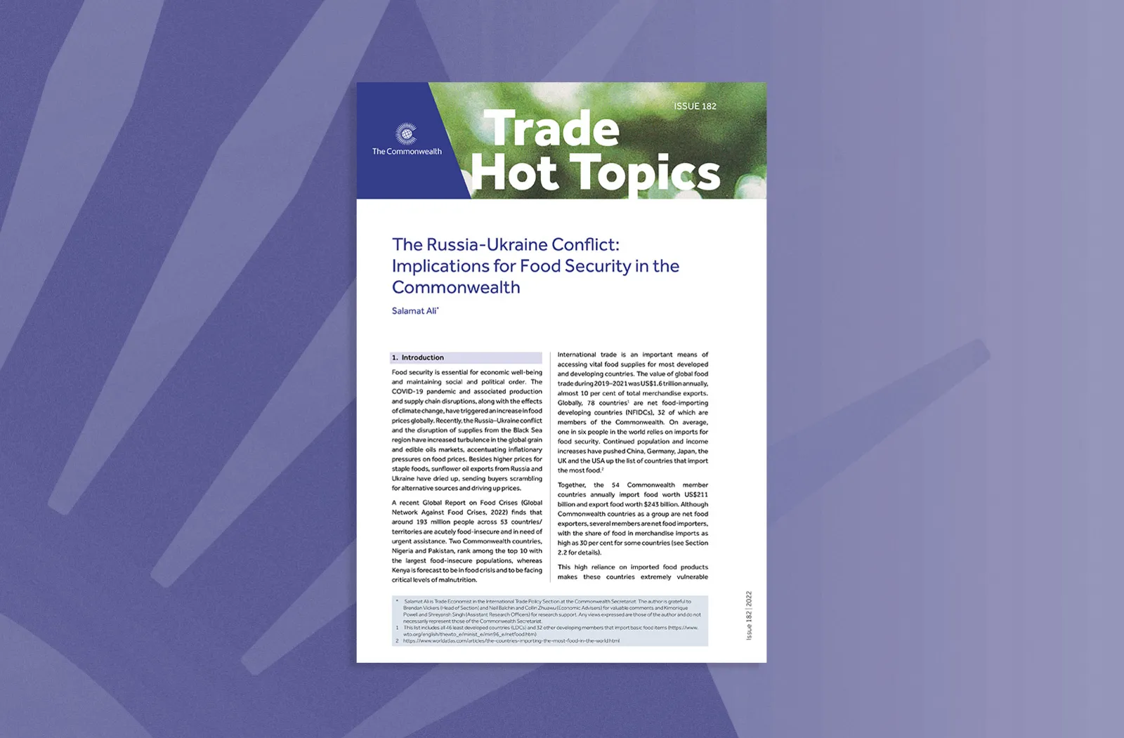 Russia-Ukraine Conflict: Implications for Food Security in the Commonwealth