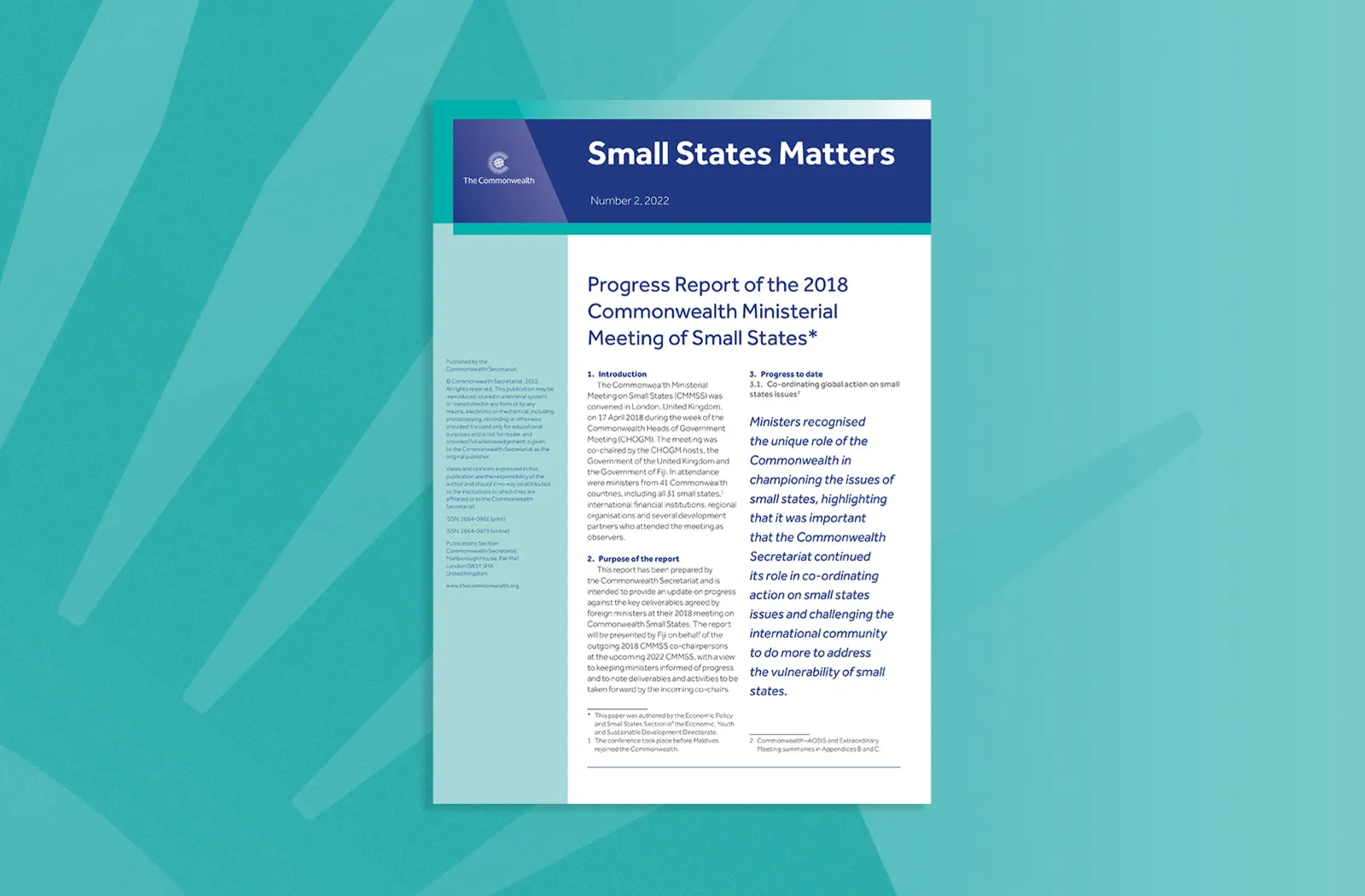 Progress Report of the 2018 Commonwealth Ministerial Meeting of Small States