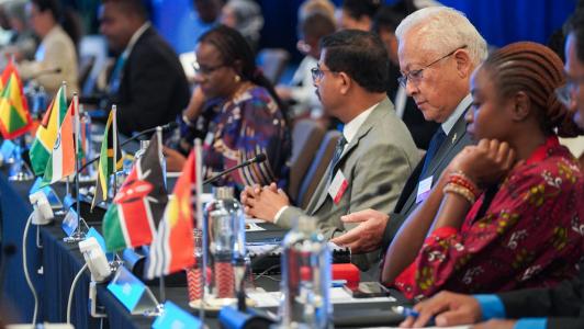A row of ministers at the Commonwealth Law Ministers Meeting in Fiji