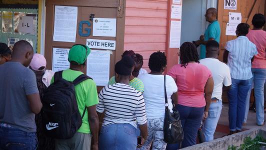 Voters in Antigua and Barbuda at a polling station