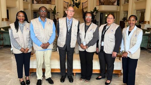 Members of the Commonwealth Observer Group led by the former Prime Minister of Jamaica, Hon Bruce Golding
