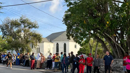 A polling station queue in The Bahamas