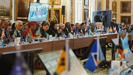 Ministers sit around the table at the Commonwealth Foreign Affairs Ministers Meeting