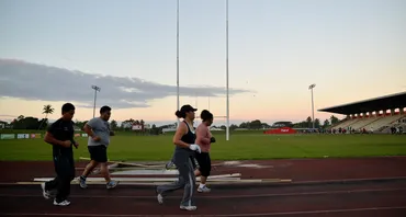 People running morning laps in Tonga