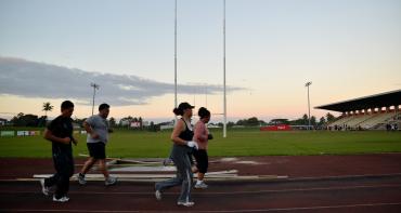 People running morning laps in Tonga