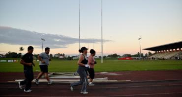 People running morning laps in Tonga