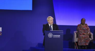 Prime Minister Johnson delivering his speech to CHOGM 2022