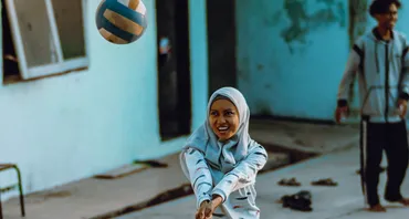 Woman playing volleyball