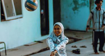 Woman playing volleyball