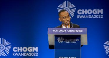 Kim Allen, Chair of the Commonwealth Youth Council, speaking at the Commonwealth Youth Forum at CHOGM 2022