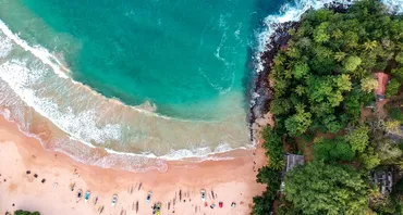 Aerial view of coastline in Sri Lanka