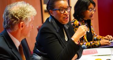 Commonwealth Secretary-General The Rt Hon Patricia Scotland KC speaking at an event