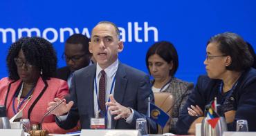 Former Minister of Finance for Cyprus, Harris Georgiades, chairs the 2019 Commonwealth Finance Ministers Meeting in Washington D.C.