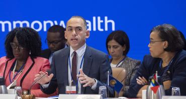 Former Minister of Finance for Cyprus, Harris Georgiades, chairs the 2019 Commonwealth Finance Ministers Meeting in Washington D.C.
