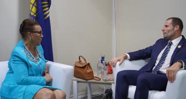 The Secretary-General of the Commonwealth, the Rt Hon Patricia Scotland KC, and the Prime Minister of Malta, Robert Abela, at COP27.