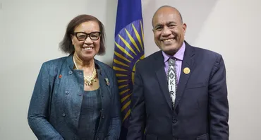 The Secretary-General of the Commonwealth, the Rt Hon Patricia Scotland KC, and the President of Kiribati, Taneti Maamau, at COP27.