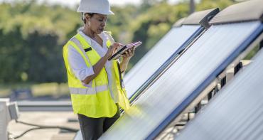 Solar engineer woman