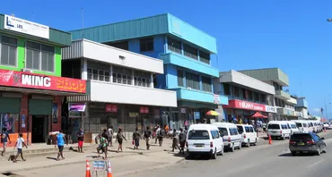 Street with buses in Solomon Islands