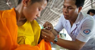 A boy getting an injection