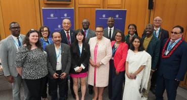 A group photo of Commonwealth youth leaders with Health Ministers at their intergenerational dialogue