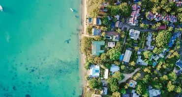 Aerial view of Mauritius coastline