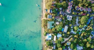 Aerial view of Mauritius coastline