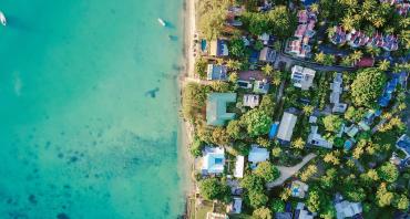 Aerial view of Mauritius coastline