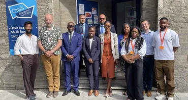 Commonwealth youth ministers on a site visit of a UK youth project