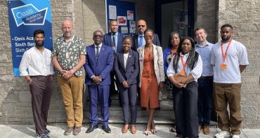 Commonwealth youth ministers on a site visit of a UK youth project