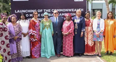 The Commonwealth Secretary-General, the Rt Hon Patricia Scotland KC, and First Lady Fatoumatta Bah-Barrow of The Gambia at the launch of The Gambia Says NO MORE campaign