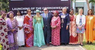The Commonwealth Secretary-General, the Rt Hon Patricia Scotland KC, and First Lady Fatoumatta Bah-Barrow of The Gambia at the launch of The Gambia Says NO MORE campaign