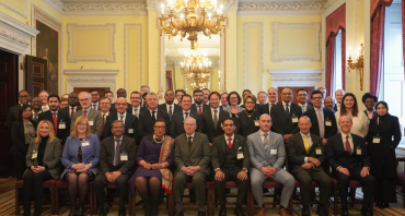 A group photo of leaders of sovereign wealth funds with the Commonwealth Secretary-General and HRH Duke of Gloucester