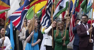 Flag bearers at the 2023 Commonwealth Day service