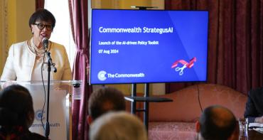 The Commonwealth Secretary-General speaks at the launch event for Commonwealth StrategusAI