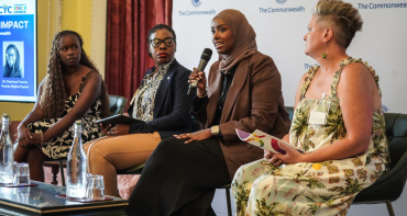 Four youth leaders speak on a panel for International Youth Day