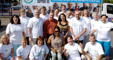 Paralympian Anne Wafula Strike poses with other members of the British Polio Charity teame British Polio 
