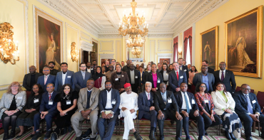A group photo of attendees at the Nigerian roundtable event at Marlborough House